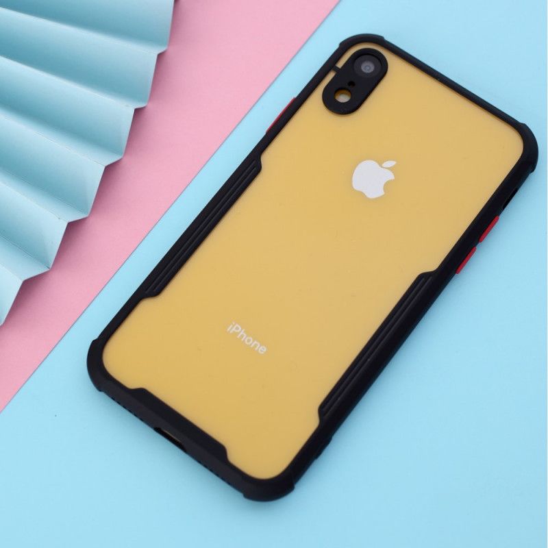 Cover iPhone XR Sort Hybrid Med Farvede Kanter