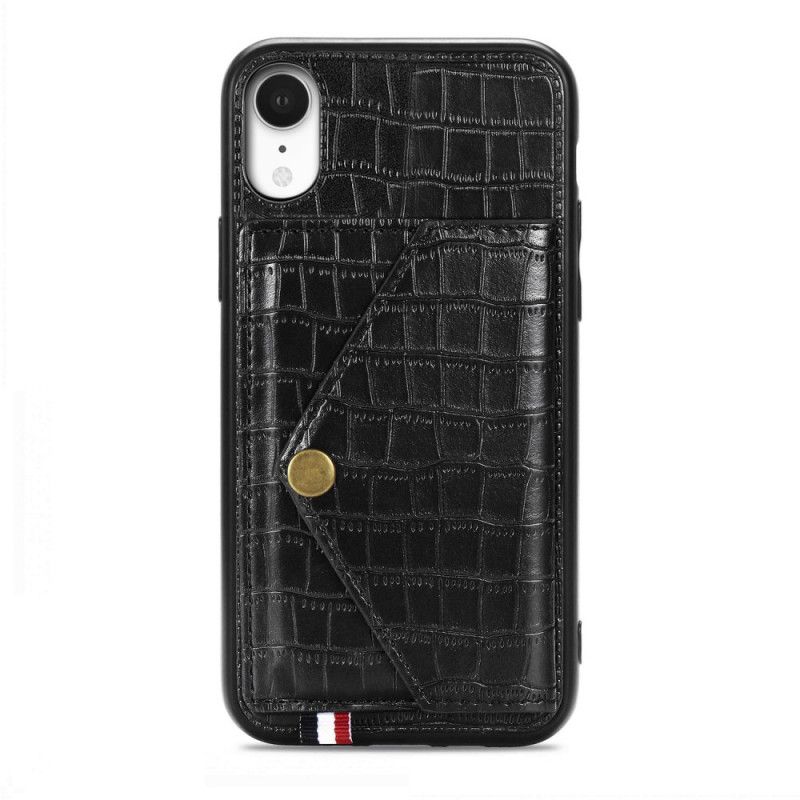 Cover iPhone XR Sort Krokodille Kortholder Og Holder