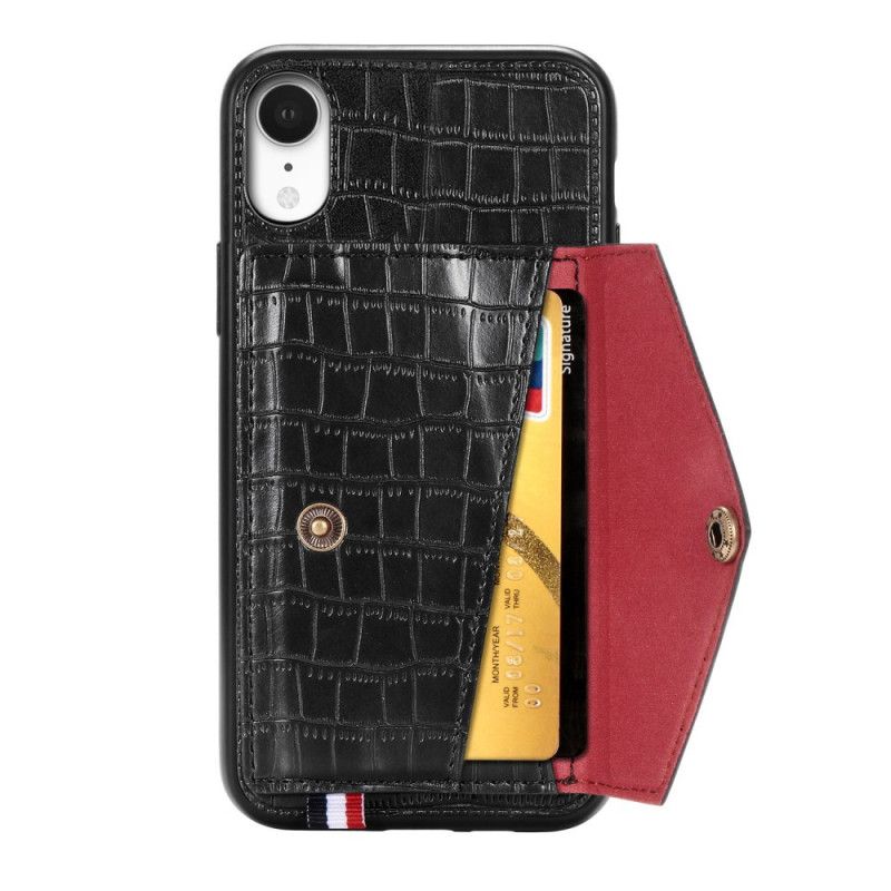 Cover iPhone XR Sort Krokodille Kortholder Og Holder