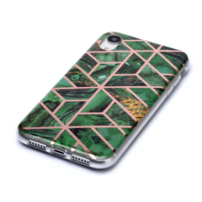 Cover iPhone XR Sort Marmorfarvet Geometri 2