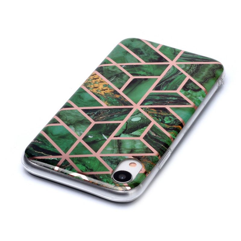 Cover iPhone XR Sort Marmorfarvet Geometri 2