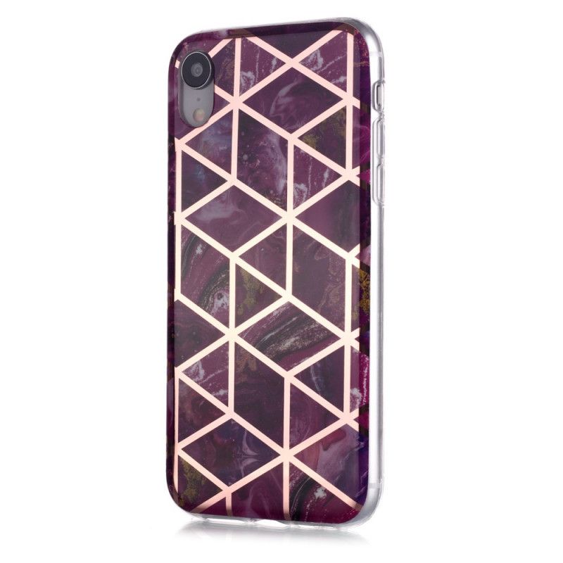 Cover iPhone XR Sort Marmorfarvet Geometri 2