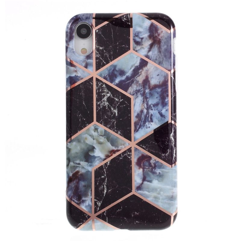 Cover iPhone XR Sort Marmorfarvet Geometri