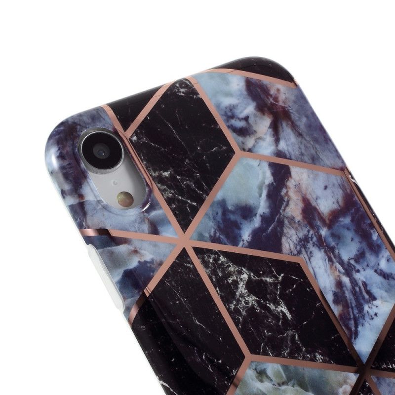 Cover iPhone XR Sort Marmorfarvet Geometri