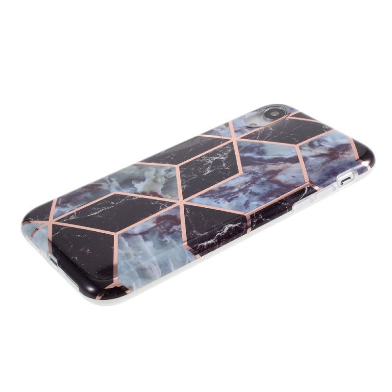 Cover iPhone XR Sort Marmorfarvet Geometri