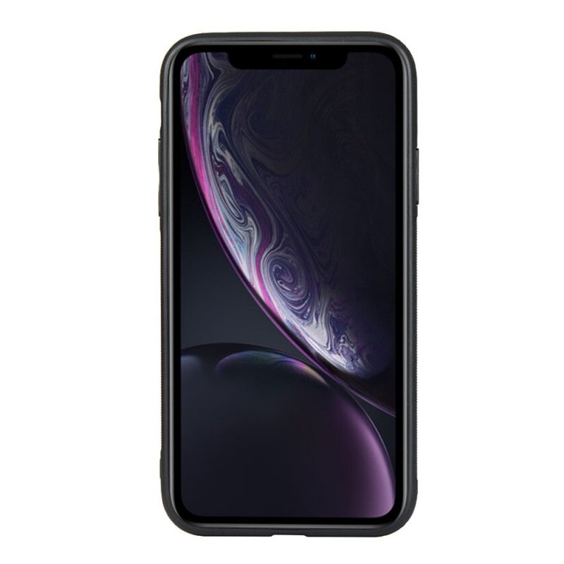 Cover iPhone XR Sort Mobilcover Ægte Læderrem Og Kortholder