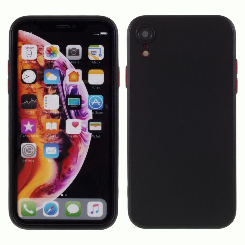 Cover iPhone XR Sort Mobilcover Fleksibel Silikonefarvet Knap