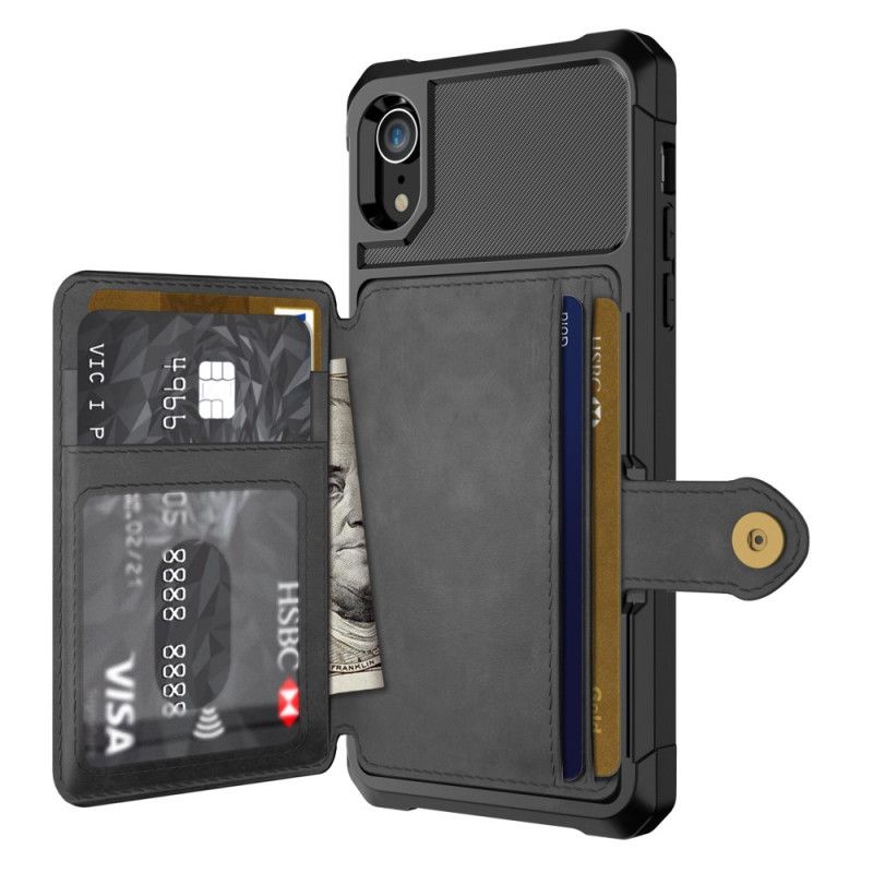 Cover iPhone XR Sort Multifunktionel Kortholder Beskyttelse