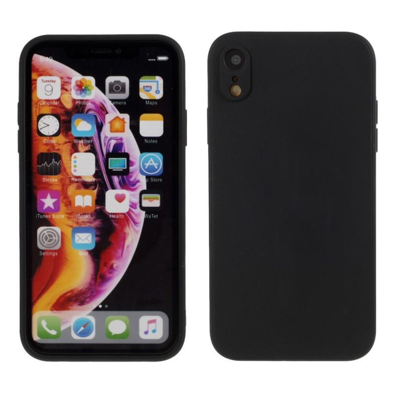 Cover iPhone XR Sort Silikoneformet Ren Farvemåtte