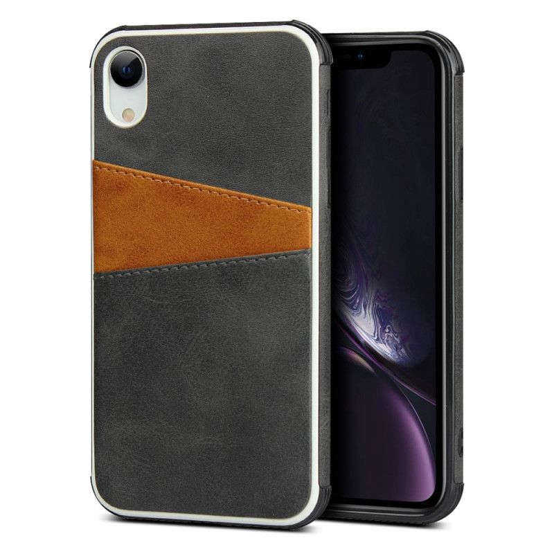 Cover iPhone XR Sort Tofarvet Dobbeltkortholder