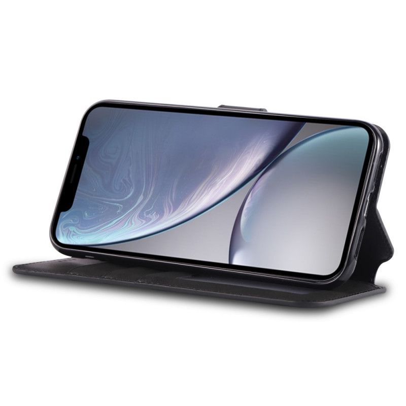 Flip Cover iPhone XR Sort Azns I Lædereffekt