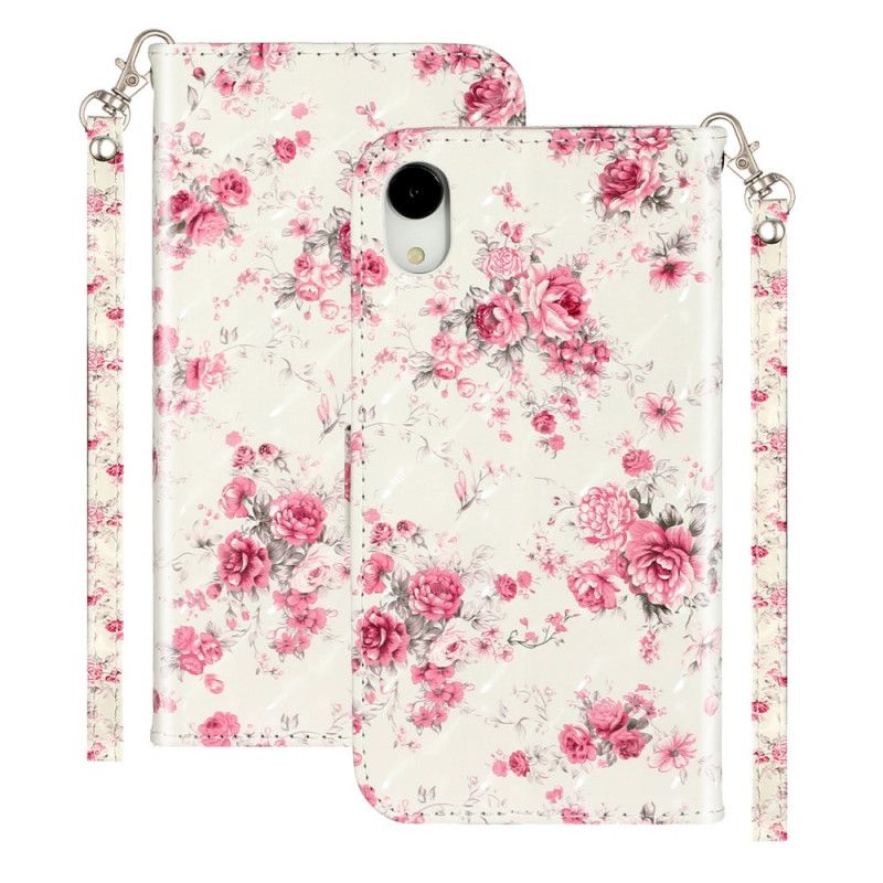 Flip Cover Læder iPhone XR Blomster Lyse Pletter Med Rem Beskyttelse