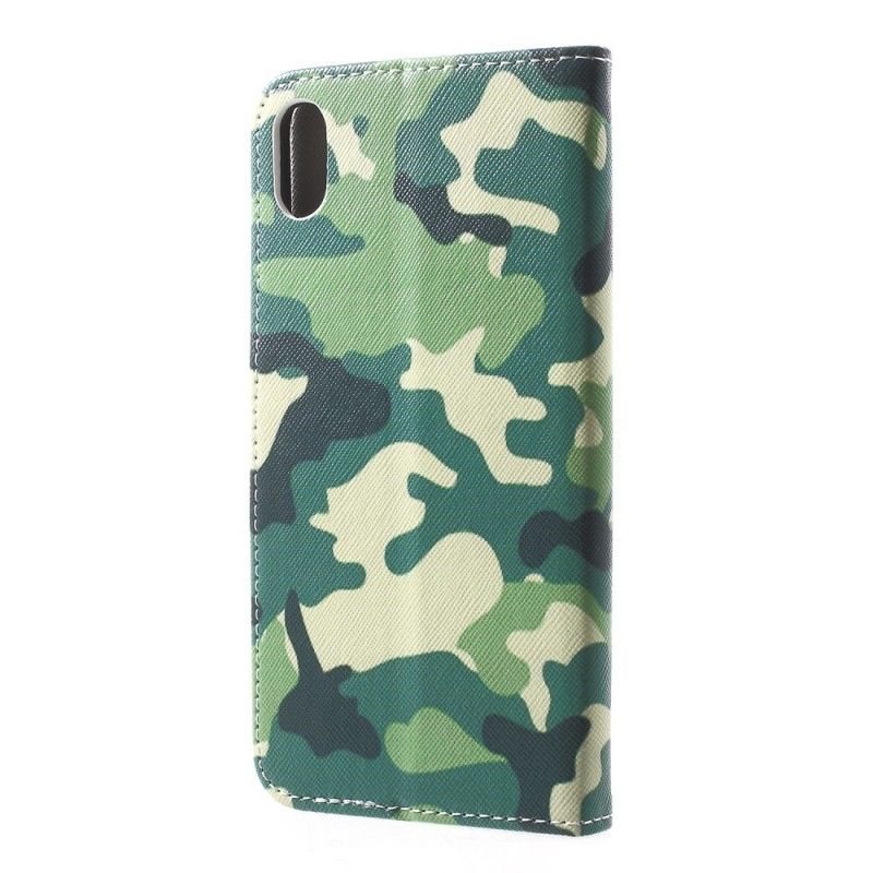 Flip Cover Læder iPhone XR Militær Camouflage