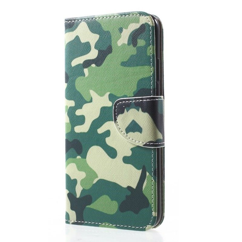 Flip Cover Læder iPhone XR Militær Camouflage