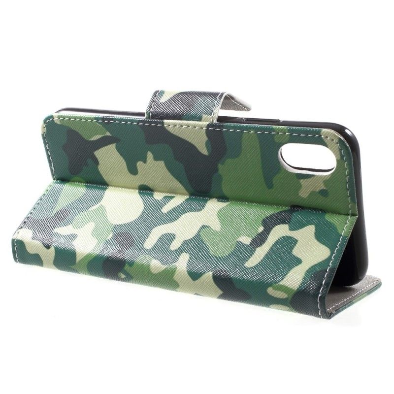 Flip Cover Læder iPhone XR Militær Camouflage