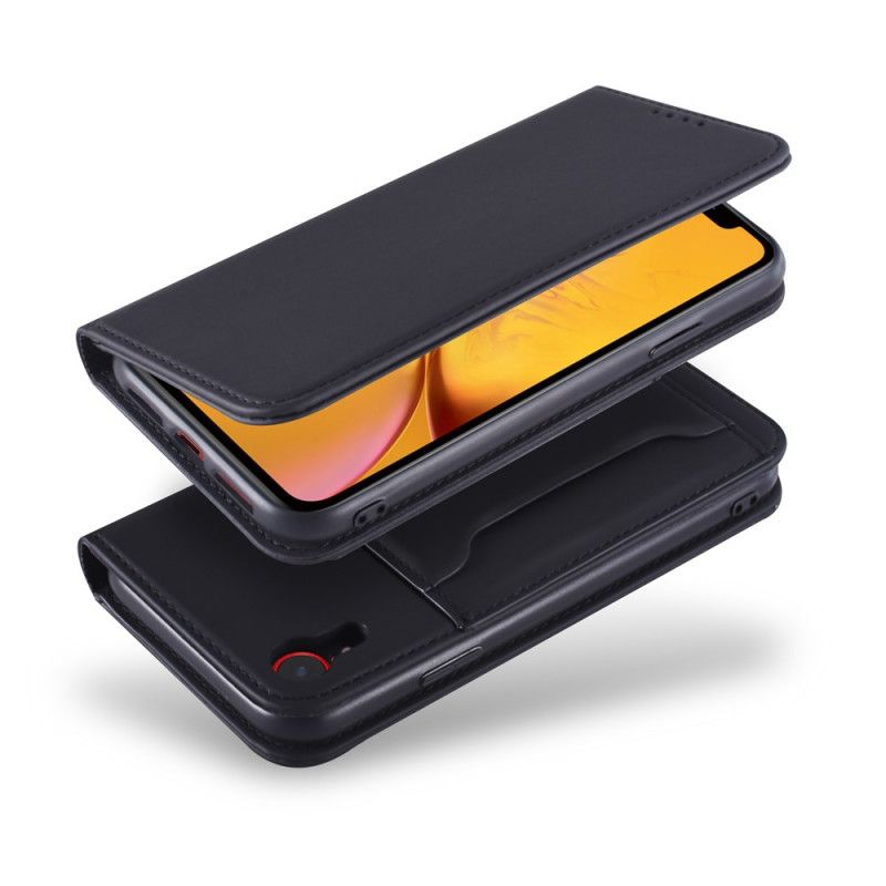 Læder Cover iPhone XR Sort Supportkortholder