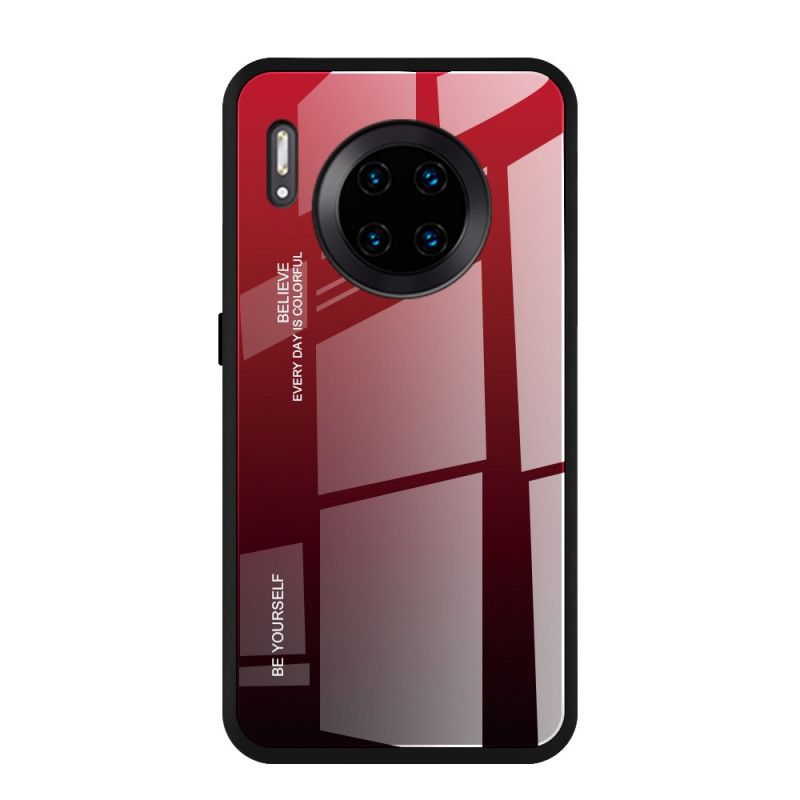 Cover for Huawei Mate 30 Pro Rød Vær Dig Selv Hærdet Glas