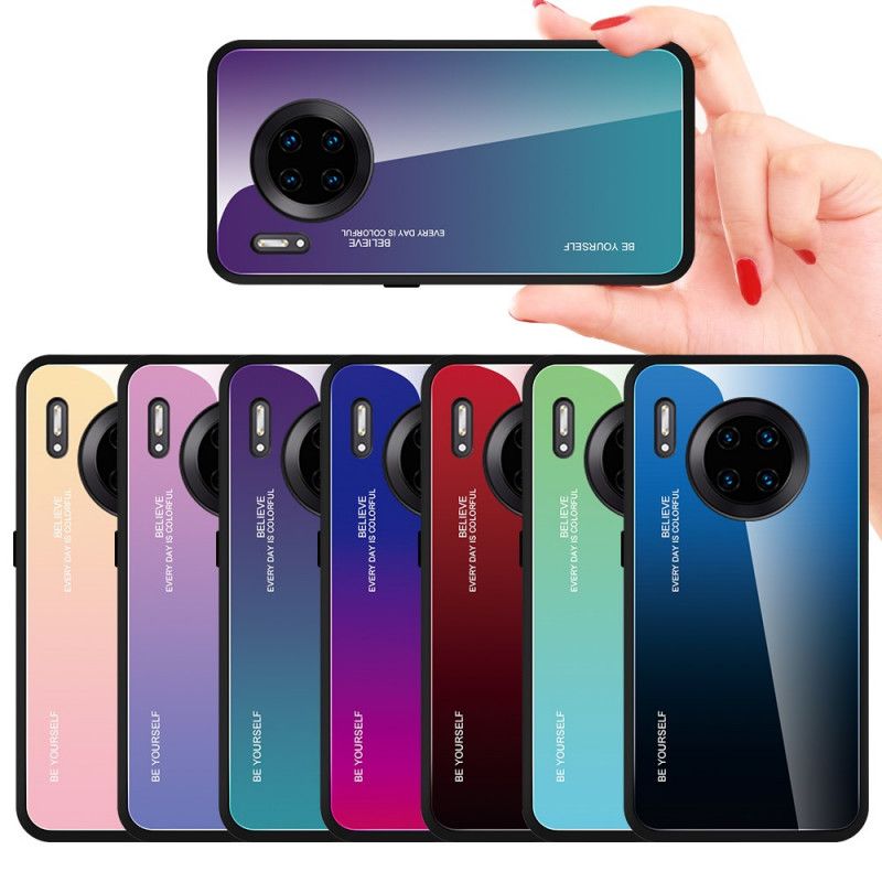 Cover for Huawei Mate 30 Pro Rød Vær Dig Selv Hærdet Glas