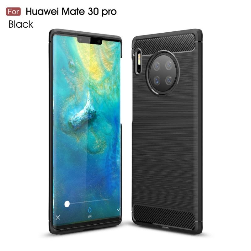 Cover Huawei Mate 30 Pro Sort Børstet Kulfiber