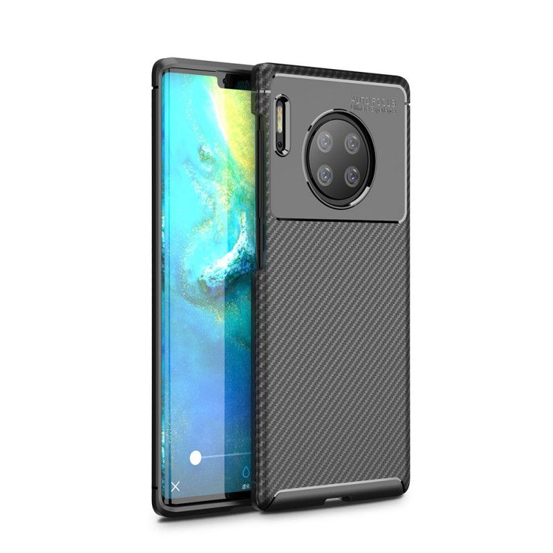 Cover Huawei Mate 30 Pro Sort Fleksibel Kulfiberstruktur