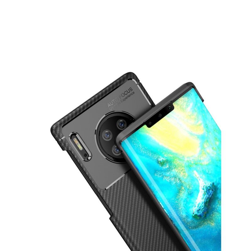 Cover Huawei Mate 30 Pro Sort Fleksibel Kulfiberstruktur