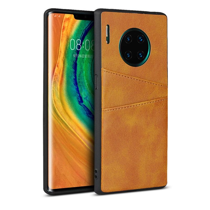 Cover Huawei Mate 30 Pro Sort Mobilcover Dobbelt Kortholder I Lædertekstur