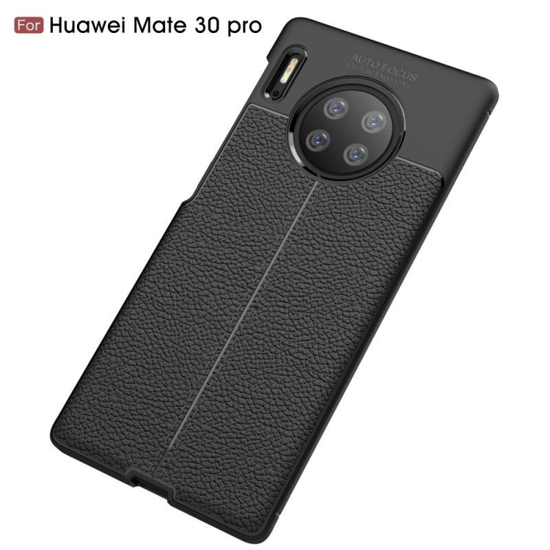 Cover Huawei Mate 30 Pro Sort Mobilcover Dobbeltlinjeret Lychee-Lædereffekt