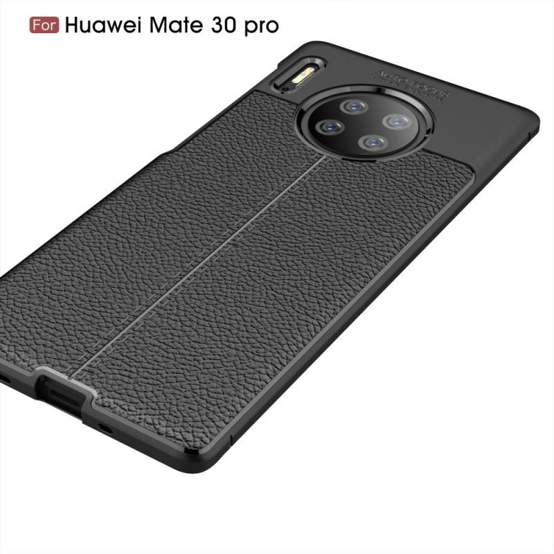 Cover Huawei Mate 30 Pro Sort Mobilcover Dobbeltlinjeret Lychee-Lædereffekt