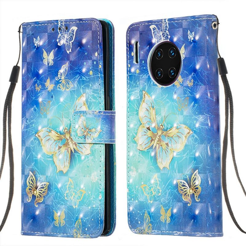 Flip Cover Huawei Mate 30 Pro Gyldne Sommerfugle