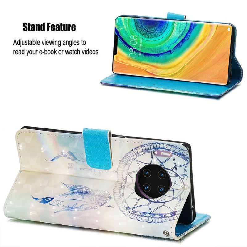 Flip Cover Huawei Mate 30 Pro Hvid Mobilcover Akvarel Drømmefanger