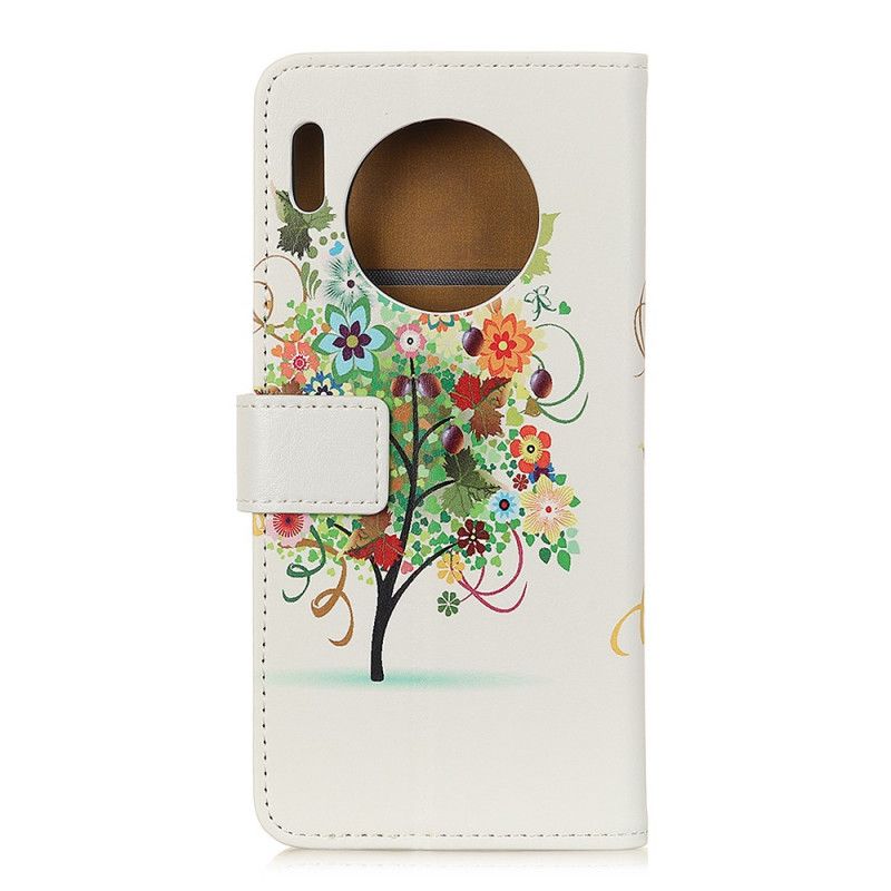 Flip Cover Huawei Mate 30 Pro Lyseblå Blomstrende Træ