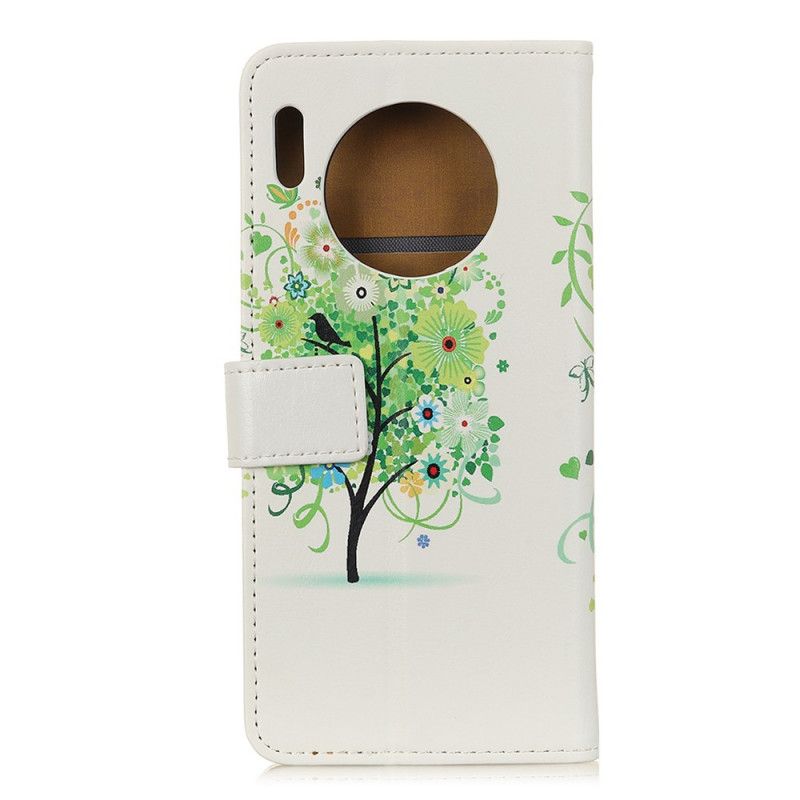 Flip Cover Huawei Mate 30 Pro Lyseblå Blomstrende Træ