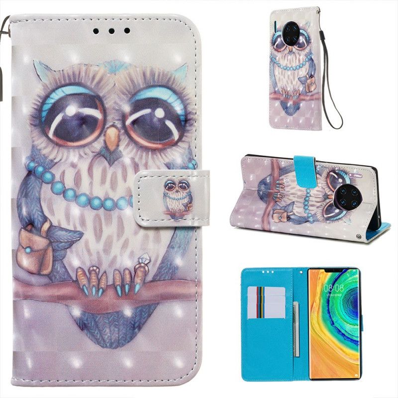 Flip Cover Læder for Huawei Mate 30 Pro Miss Ugle