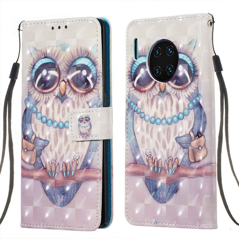 Flip Cover Læder for Huawei Mate 30 Pro Miss Ugle