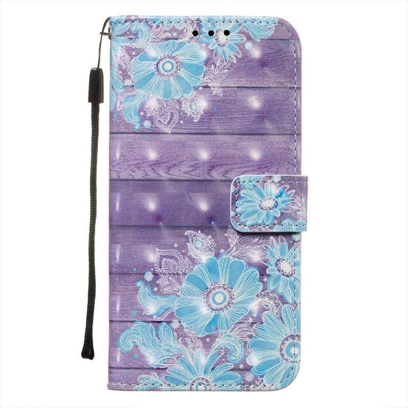 Flip Cover Læder Huawei Mate 30 Pro Blå Blomster Beskyttelse