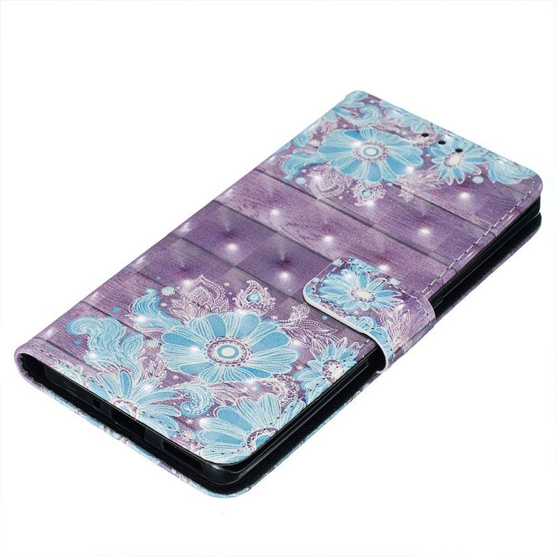 Flip Cover Læder Huawei Mate 30 Pro Blå Blomster Beskyttelse