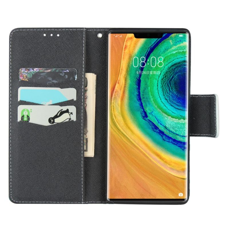 Flip Cover Læder Huawei Mate 30 Pro Magenta G-Streng Beskyttelse