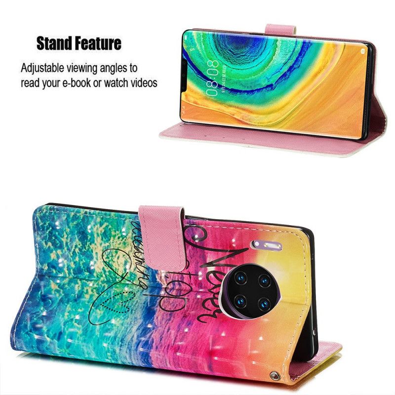 Flip Cover Læder Huawei Mate 30 Pro Stop Aldrig Med At Drømme Original