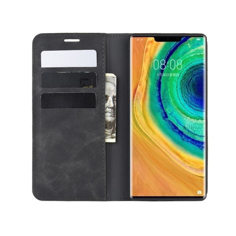 Læder Cover Huawei Mate 30 Pro Sort Blødt Lædereffekt Beskyttelse