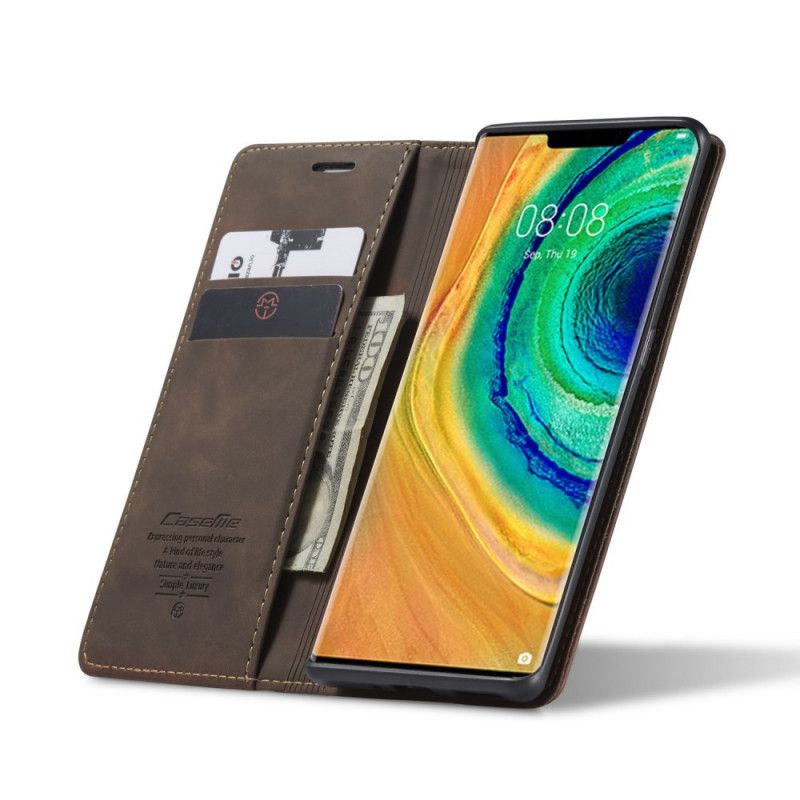 Læder Cover Huawei Mate 30 Pro Sort Imiteret Læderetui