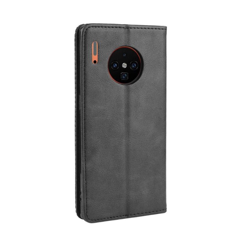 Læder Cover Huawei Mate 30 Pro Sort Stiliseret Vintage Lædereffekt