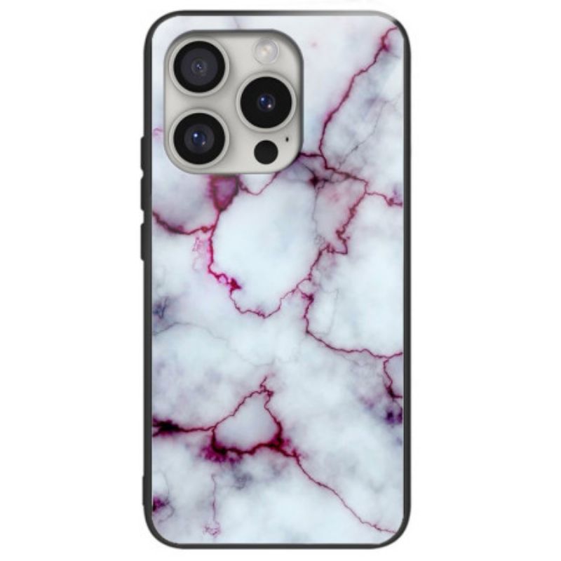 Cover iPhone 16 Pro Max Lilla Marmor Hærdet Glas