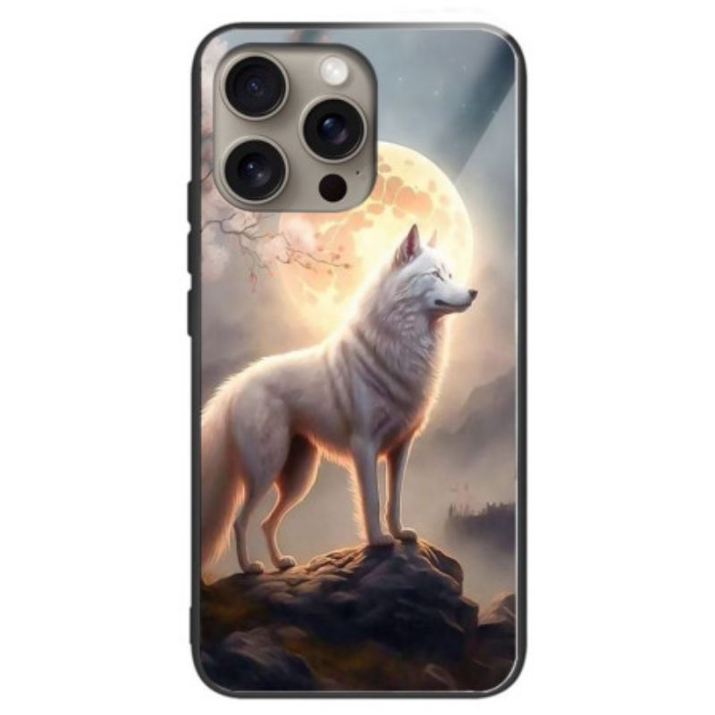 Cover iPhone 16 Pro Max Moonlight Wolf Hærdet Glas