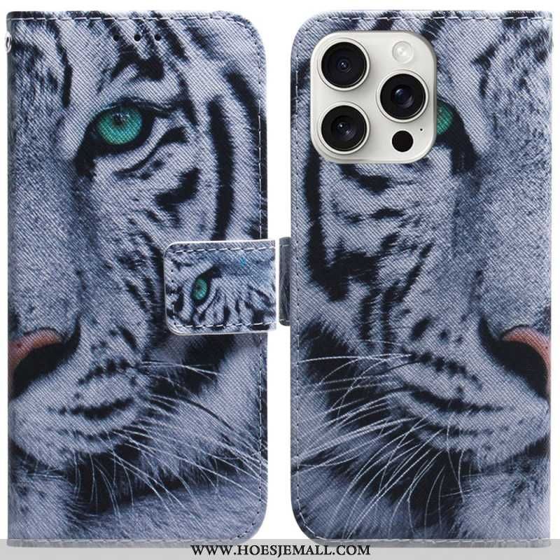 Flip Cover iPhone 16 Pro Max Hvid Tiger