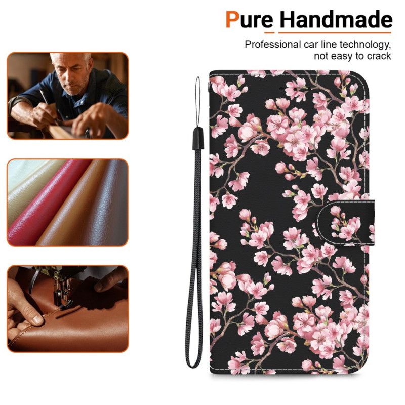 Flip Cover iPhone 16 Pro Max Omspændte Blommeblomster