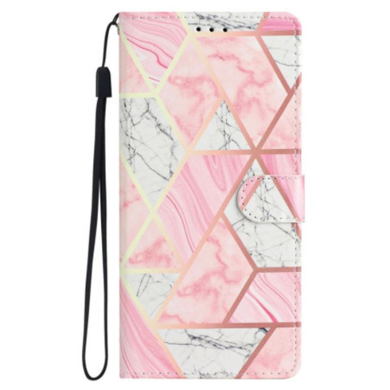 Flip Cover iPhone 16 Pro Max Pink Marmor Med Rem