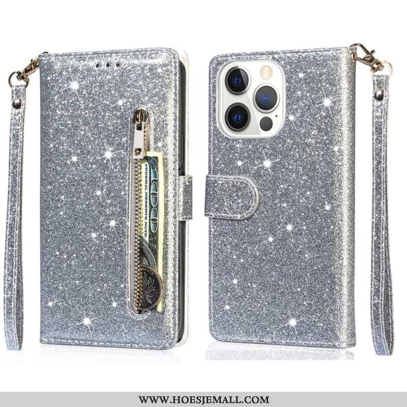 Flip Cover Til iPhone 16 Pro Max Glitter Lynlåslomme