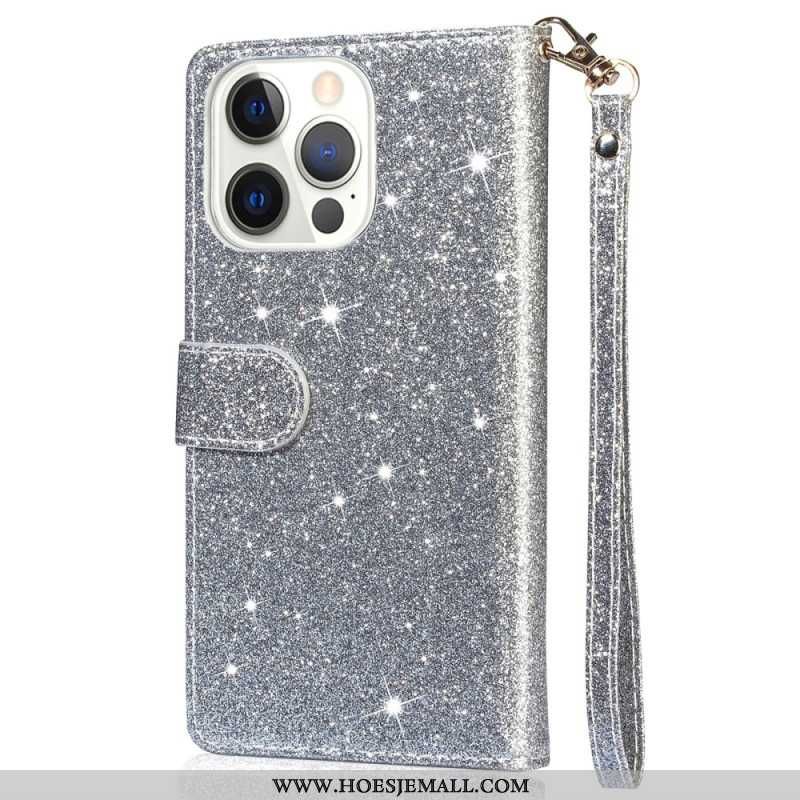 Flip Cover Til iPhone 16 Pro Max Glitter Lynlåslomme