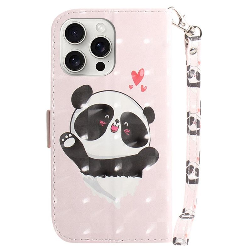 Flip Cover Til iPhone 16 Pro Max Panda Love Med Rem