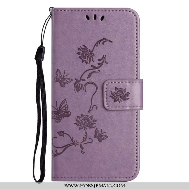 Flip Cover Til iPhone 16 Pro Max Sommerfugle Og Blomster